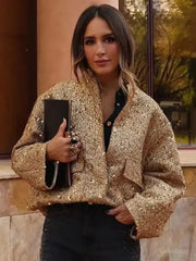 Sophia - Women's Sequined Bomber Jacket