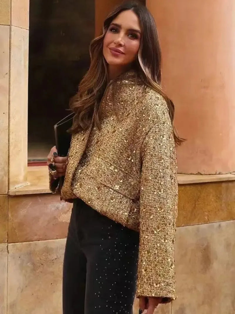 Sophia - Women's Sequined Bomber Jacket