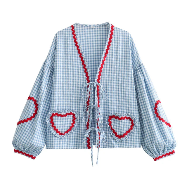 Alea - vintage loose heart pockets shirt