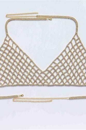 Charlotte - rhinestone bra body chain