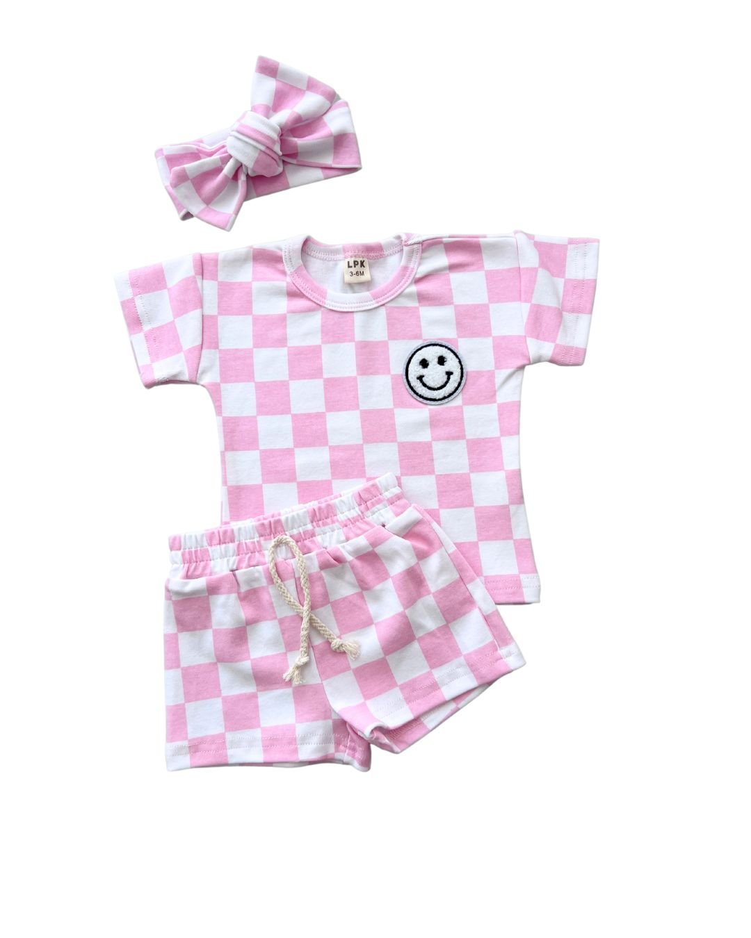 Jamie - checkered smiley shorts set