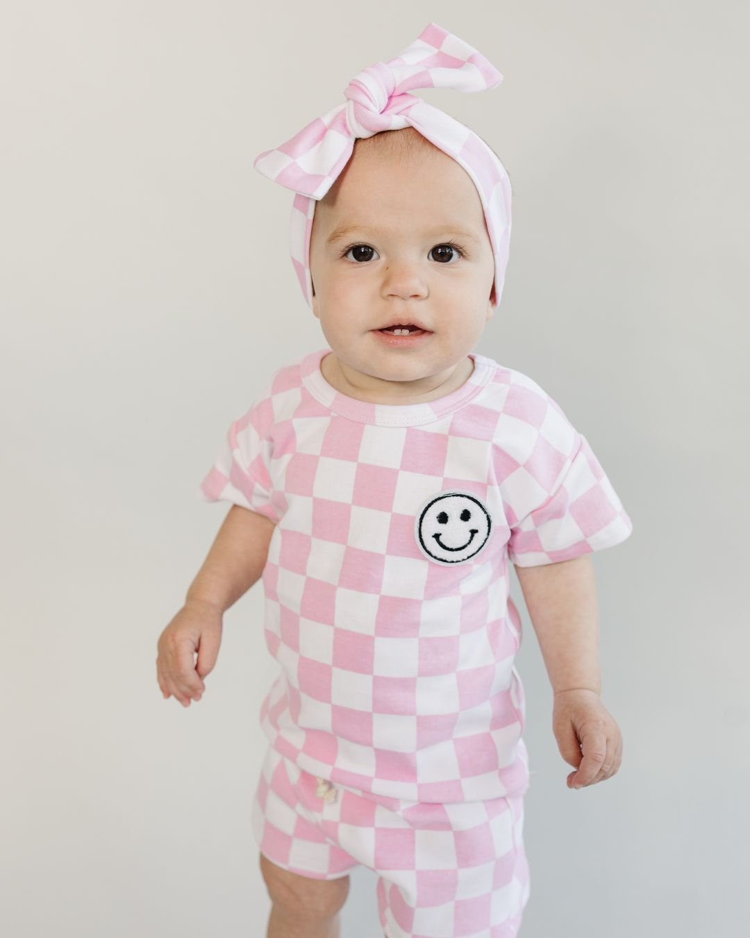 Jamie - checkered smiley shorts set