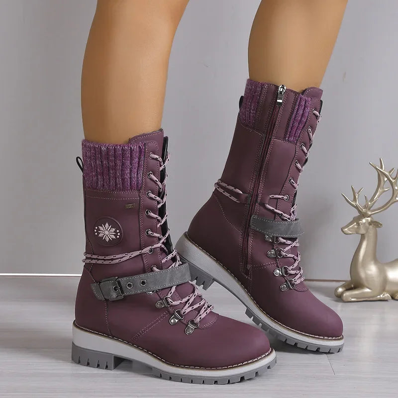 Emma - High Lace-Up Snow Boots with Platform Heels