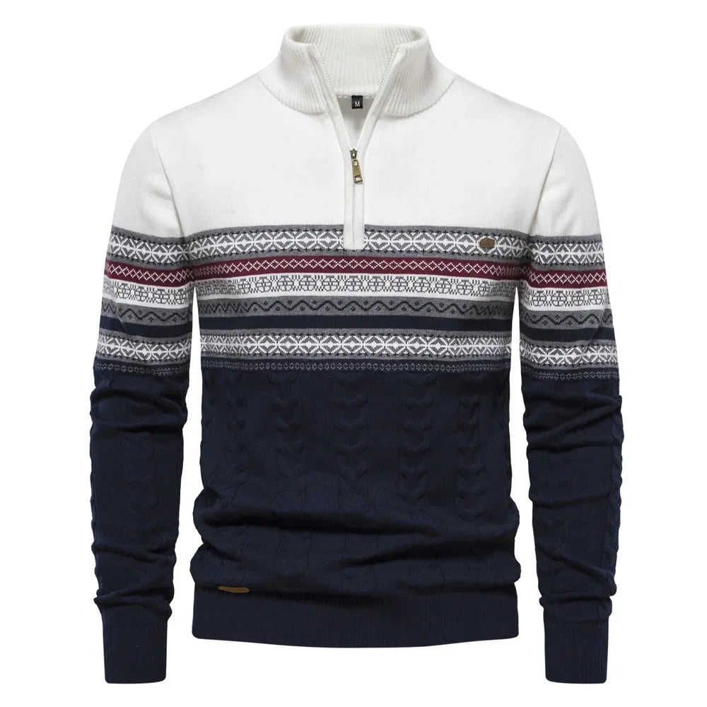 James - Striped Half-High Neck Sweater