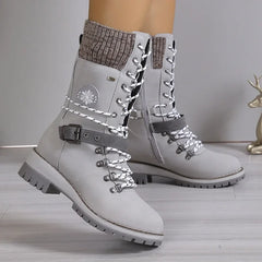 Emma - High Lace-Up Snow Boots with Platform Heels