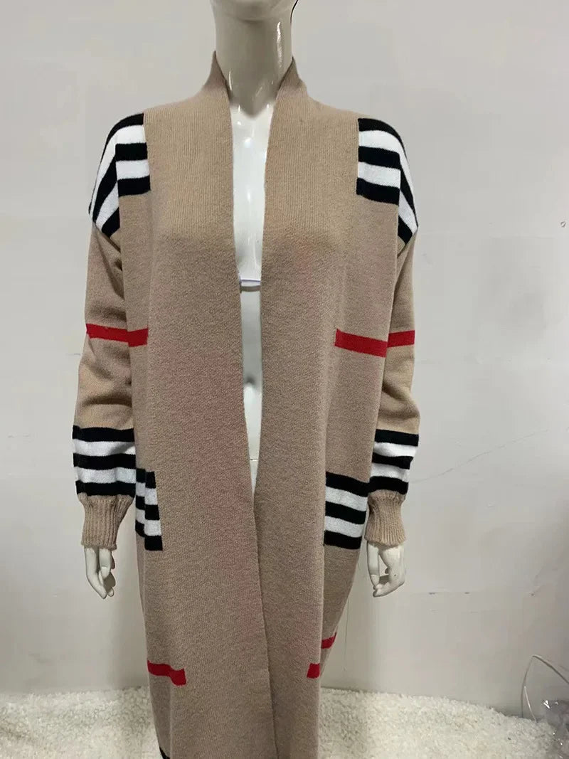 Alex - Striped Knit Cardigan Coat