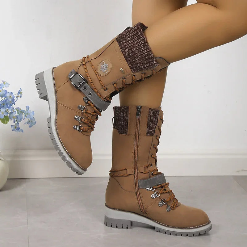 Emma - High Lace-Up Snow Boots with Platform Heels