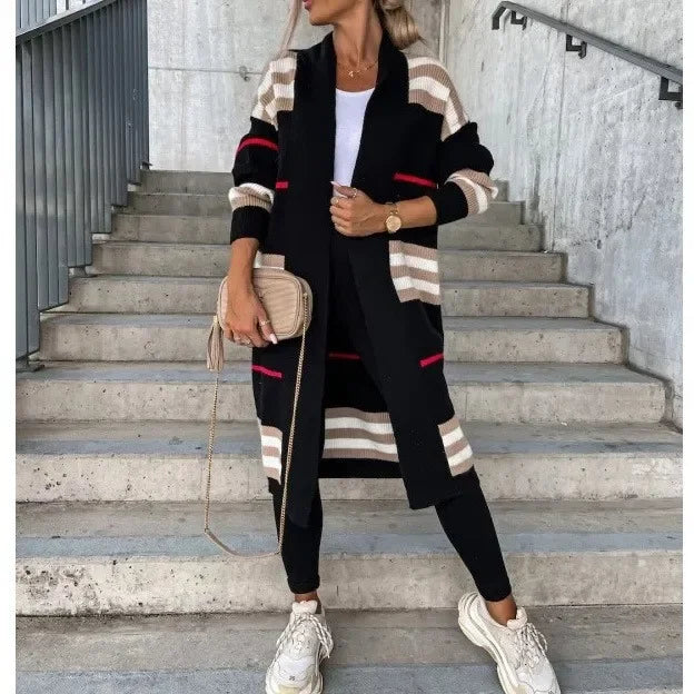 Alex - Striped Knit Cardigan Coat