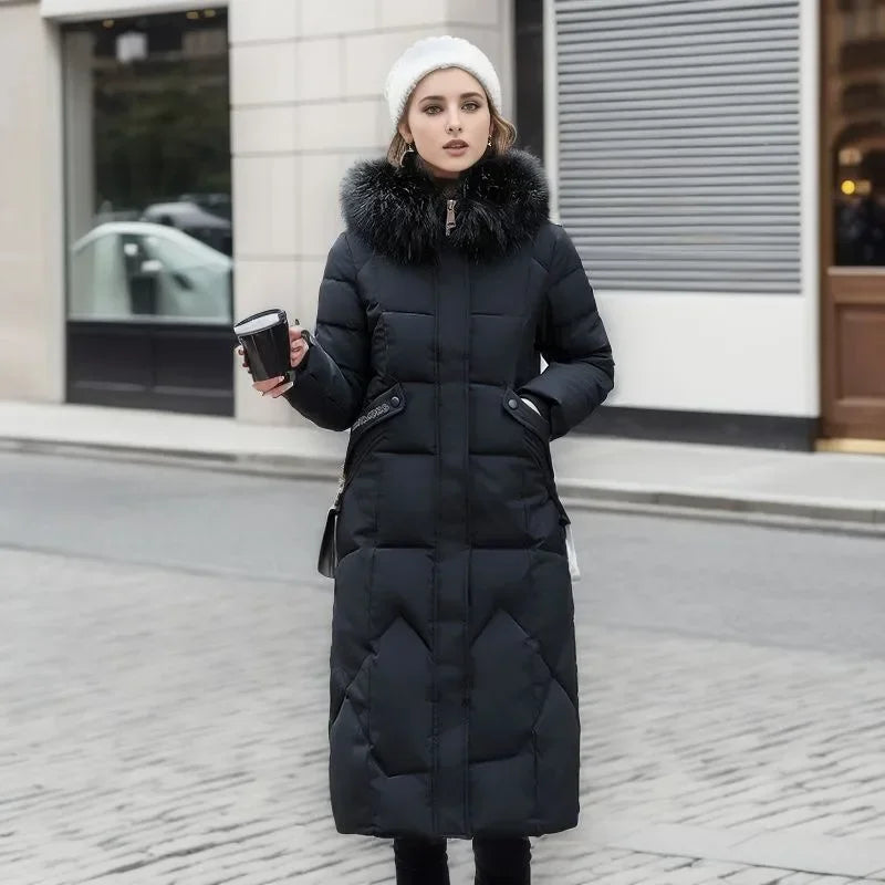 Amelia - Elegant Hooded Parka with Faux Fur Collar