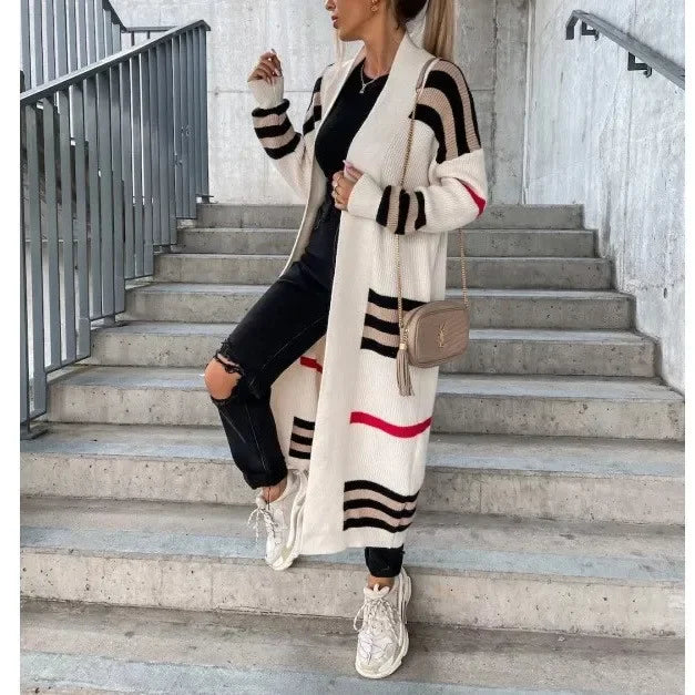 Alex - Striped Knit Cardigan Coat