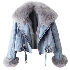 Olivia - Denim Jacket with Faux Fur Collar