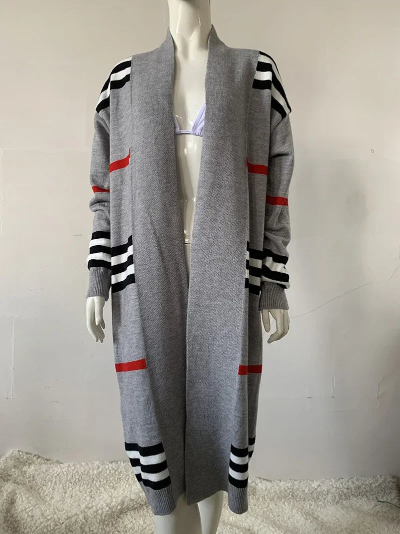 Alex - Striped Knit Cardigan Coat