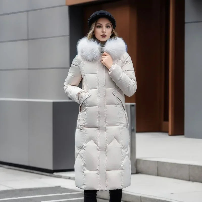 Amelia - Elegant Hooded Parka with Faux Fur Collar