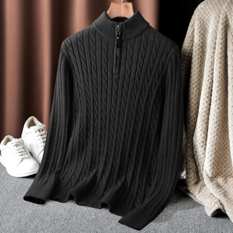 Sophia – Men's High-Neck Zipper Sweater