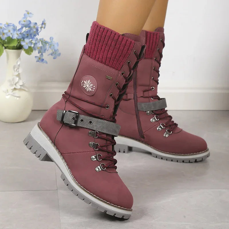 Emma - High Lace-Up Snow Boots with Platform Heels